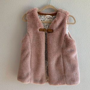 Zara Girls Faux Fur Vest Light Tan